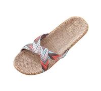 Dasongff Sandali da donna Pantofole estive Bohemien Sandali con piattaforma aperta Piattaforma - Pantofole in lino a maglia colorate Cinghia incrociata, Rosa, 40 EU