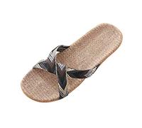 Dasongff Sandali da donna Pantofole estive Bohemien Sandali con piattaforma aperta Piattaforma - Pantofole in lino a maglia colorate Cinghia incrociata, grigio, 45 EU