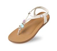 Dasongff Sandali Donna Boemia Sandali Ortopedici Donne Estate Camminando Confortevole Piattaforma Scarpe Da Spiaggia Leggero Antiscivolo Traspirante Boemia Punta Aperta, Bianco 1, 39 EU