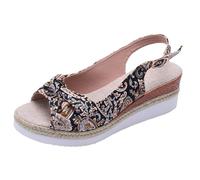 Dasongff Sandali Donna Estate Confortevole Boheme Antiscivolo Moda Punta Aperta Zeppe Piattaforma Pantofole Premium Eleganti Larga Caviglia Elastico Scarpe Casual Beach Sandals, Nero , 40 EU