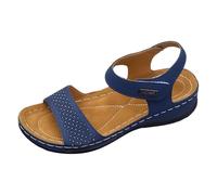 Dasongff Sandali Donna Estate Confortevole Zeppe Scarpe Antisrapanti Traspirante e Nudo Piedi Boemia Punta Aperta Con Tacco Piattaforma Comfy Semi Trailer Sandali, Marina, 40 EU