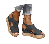 Dasongff Sandali Donna Nudo Piedi Ortopedico Zeppe Confortevole Spiaggia Pantofole Donna Estive Traspirante Suole spesse Antiscivolo Scarpe Bohemia Romano Sandals Proteggere Caviglie, grigio, 36 EU