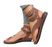 Dasongff Sandali Donna Piatti Estate Boemia un Vecchio Stile Greco Infradito Ciabatte Confortevoli Scarpe Ortopediche con Cordini Sandali Gladiatore Donna Estate per Spiaggia Vacanze e Quotidiane