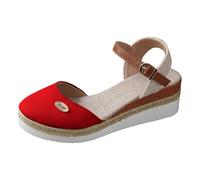 Dasongff Sandali Piattaforma Donna Nudo Piedi Confortevoli Sandalo Elastico Cinturino Maglia Sandalo Donna Ete Plate Traspirante Suole spesse Zeppe Sandali Scarpe Moda, Rosso 3., 38 EU
