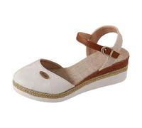 Dasongff Sandali Piattaforma Donna Nudo Piedi Confortevoli Sandalo Elastico Cinturino Maglia Sandalo Donna Ete Plate Traspirante Suole spesse Zeppe Sandali Scarpe Moda, Bianco 2, 42 EU