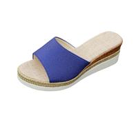 Dasongff Sandali piatti da donna a punta aperta pantofole slip-on estate ciabatte nude piedi suola zeppa confortevole scarpe antiscivolo spiaggia wedges platform slipper bohemia beach sandals, blu, 35