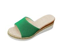 Dasongff Sandali piatti da donna a punta aperta pantofole slip-on estate ciabatte nude piedi suola zeppa confortevole scarpe antiscivolo spiaggia wedges platform slipper bohemia beach sandals, verde