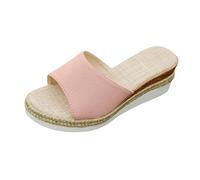 Dasongff Sandali piatti da donna a punta aperta pantofole slip-on estate ciabatte nude piedi suola zeppa confortevole scarpe antiscivolo spiaggia wedges platform slipper bohemia beach sandals, Rosa