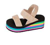 Dasongff Sandali Zeppe Donna Estate Scarpe Antisrapanti Traspirante e Nudo Piedi Boemia Punta Aperta Con Tacco Piattaforma Elegante Comfy Semi Trailer Sandali, cachi., 39 EU