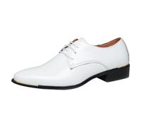 Dasongff Scarpa Derby Uomo Oxford Scarpe Pelle Città Lacci Matrimonio Dressing Business Pelle Vernice Scarpe Costume Brogue Traspirante Nero Marrone 39-47, Bianco 2, 45 EU