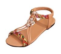 Dasongff Scarpe Donna Comfort Chic Sandali Estivi Con Tacco A Zeppe Sandali Piatti Da Spiaggia Boemia Per Donna Estate Matrimonio Primavera Falt Tendenza Fiore Vestita Donne Confortevole Moda 2025