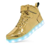 Dasongff Scarpe Luminose Unisex a LED Scarpe Alte per Uomo e Donna - Scarpe Da Ginnastica Lampeggiante USB Ricaricabile Traspirante Sport All'aperto Scarpe da Corsa, oro, 36 EU