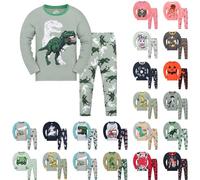 Dasongff Set di pigiami per ragazzi e ragazze, 2 pezzi, biancheria da notte stampata, dinosauro, camion, cartoni animati, abiti da notte, pigiama a maniche lunghe per bambini Pyjashorts 2-10 anni, A1