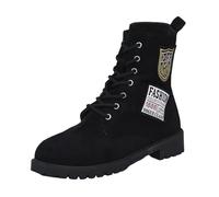 Dasongff Stivali Alti Lacci Donna Western Stivali da Cowboy a metà polpaccio Ricamato Scarpe da Cowgirl, A nero, 37 EU