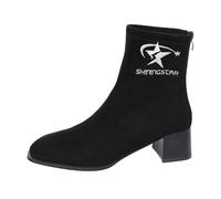 Dasongff Stivali Alti Lacci Donna Western Stivali da Cowboy a metà polpaccio Ricamato Scarpe da Cowgirl, Nero 3, 42 EU