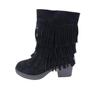 Dasongff Stivali Chelsea Donne Senza Lace Cowboy Stivale Inverno Equitazione Stivali Militari Impermeabile Confortevole All'aperto Scarpe Invernali Comfort Stivaletti, Nero 1, 41 EU