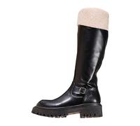 Dasongff Stivali da CowBoy Metà Mollet Per Le Donne con Tacco Alto Basso Cerniera Laterale Punta Rotonda Classica Stivali Western Trendy, Nero , 38 EU