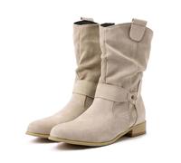Dasongff Stivali da donna Mi-Caf Classici Stivali Western da donna comodi Stivaletti eleganti, beige, 41 EU
