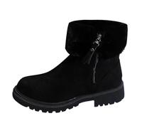 Dasongff Stivali da neve da donna, stivali invernali in pelliccia, fodera calda, impermeabile, comfort, stivaletti con chiusura esterna antiscivolo, Nero , 41 EU