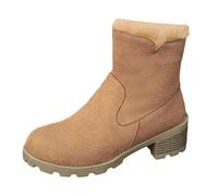 Dasongff Stivali da neve Mi-Mollet Donna Stivali Inverno Pelliccia Fodera Calda Impermeabile Comfort Stivaletti Chiusura Scarpe Esterno Antiscivolo, cachi., 38 EU