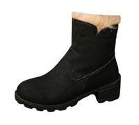 Dasongff Stivali da neve Mi-Mollet Donna Stivali Inverno Pelliccia Fodera Calda Impermeabile Comfort Stivaletti Chiusura Scarpe Esterno Antiscivolo, Nero , 43 EU