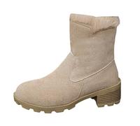 Dasongff Stivali da neve Mi-Mollet Donna Stivali Inverno Pelliccia Fodera Calda Impermeabile Comfort Stivaletti Chiusura Scarpe Esterno Antiscivolo, beige, 42 EU