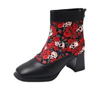 Dasongff Stivali e stivaletti da donna in pelle con piattaforma, stivaletti invernali da donna, pelliccia, stivaletti da neve, piatti, scarpe alte antiscivolo alla moda, Il Vino, 42 EU