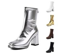 Dasongff Stivali e Stivaletti Donna Piattaforma Stivale Inverno Donna Pelliccia Stivaletti Neve Piatti Snow Boots Caldi Scarpe Alte Antiscivolo Moda, A argento., 44 EU