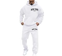 Dasongff - Tuta da uomo per tempo libero, invernale calda e spessa, 2 pezzi in pile, con zip, giacca con cappuccio + pantaloni da sport, felpa con cappuccio a maniche lunghe e pantaloni sportivi