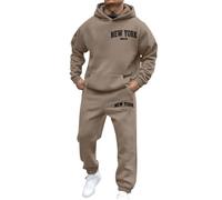 Dasongff - Tuta da uomo per tempo libero, invernale calda e spessa, 2 pezzi in pile, con zip, giacca con cappuccio + pantaloni da sport, felpa con cappuccio a maniche lunghe e pantaloni sportivi