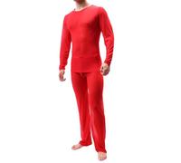 DASONLUE Bodystocking, biancheria intima funzionale da uomo, in rete, in due pezzi, pigiama trasparente, con boxer da uomo, sexy, biancheria da notte, Colore: rosso, L