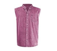 DASONLUE Camicia estiva da uomo, senza maniche, con colletto rovesciato, camicia estiva, per il tempo libero, da lavoro, da spiaggia, leggera, hawaiana, alla moda, con bottoni, O rosa., XL