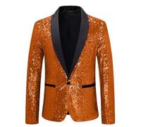 DASONLUE Giacca da uomo con paillettes glitterate, slim fit, blazer con un bottone, giacca lucida, classica, vintage, Carnevale, blazer con colletto rovesciato, giacca per il tempo libero, Colore
