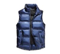 DASONLUE Gilet trapuntato, leggero, da uomo, lucido, imbottito, ispessito, in tinta unita, per attività all'aria aperta, comodo, caldo, senza maniche, per autunno e inverno, Blu, 5XL