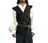 DASONLUE Gilet vichingo medievale da uomo steampunk vichinghi pirati senza maniche giubbotto rinascimentale medievale cosplay top costume vittoriano costume da pirata steampunk gilet con lacci, Nero