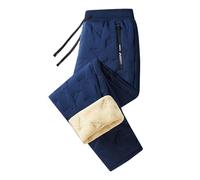 DASONLUE Pantaloni da jogging da uomo, foderati, caldi, impermeabili, con fodera in sherpa, antivento, in pile, con coulisse, pantaloni da lavoro ispessiti, Blu, XL