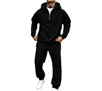 DASONLUE Set Sportivo da Uomo con Felpa con Cappuccio e Pantaloni | Set con cappuccio e coulisse, zip corta e vestibilità larga. Stile informale e sportivo, caldo.