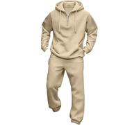 DASONLUE Set Sportivo da Uomo con Felpa con Cappuccio e Pantaloni | Set con cappuccio e coulisse, zip corta e vestibilità larga. Stile informale e sportivo, caldo.