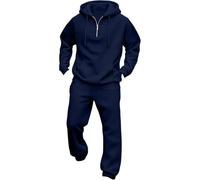 DASONLUE Set Sportivo da Uomo con Felpa con Cappuccio e Pantaloni | Set con cappuccio e coulisse, zip corta e vestibilità larga. Stile informale e sportivo, caldo.