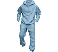 DASONLUE Set Sportivo da Uomo con Felpa con Cappuccio e Pantaloni | Set con cappuccio e coulisse, zip corta e vestibilità larga. Stile informale e sportivo, caldo.