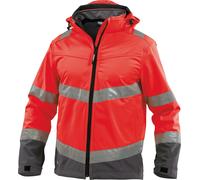 Dassy Giacca softshell ad alta visibilità Malaga PES74 Neonrosso/grigio cemento L