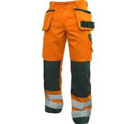 Dassy Pantaloni ad alta visibilità conit tasche per fondina e tasche per ginocchiere Glasgow PESCO74 Neonarancione/verde bottiglia 58