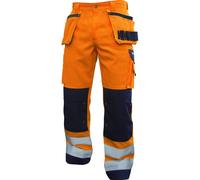 Dassy Pantaloni ad alta visibilità conit tasche per fondina e tasche per ginocchiere Glasgow PESCO74 Neonarancio/blu scuro 52
