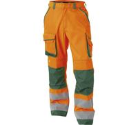 Dassy Pantaloni ad alta visibilità wit Tasche per ginocchiere Chicago PESCO74 Neonarancione/verde bottiglia 52