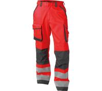 Dassy Pantaloni ad alta visibilità wit Tasche per ginocchiere Chicago PESCO74 Neonrosso/grigio cemento 48/Kurz