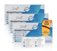 DasWas 3 x 100 Tamponi Alcool - Salviette Disinfettanti con 70% Isopropilico - Tamponi per Disinfezione Cutanea Singoli (65×30 mm) - 300 Alcohol Pads Uso Medico & Cura Quotidiana