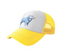 Data Breach Wolf - Berretto da baseball in rete con stampa nera, traspirante, adatto per pesca ed escursionismo, Giallo, One Size-L