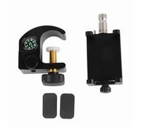 Data Collector Pole Clamp with Compass and Phone Holder Universal Portable GPS RTK Pole Clamp Holder Anodized Aluminum Mount for Surveying Equipment 32mm 20mm