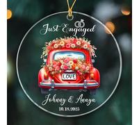 Data/nomi personalizzati Mr & Mrs Engaged Christmas Ornaments 2025, i nostri primi regali di ornamento di Natale fidanzato, ornamento di Natale personalizzato per anniversario di fidanzamento con