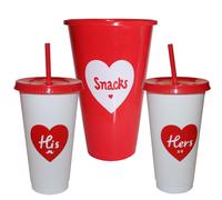 Data Notte Set Popcorn Supporto, E 2 Bicchieri Con Cannucce Valentines Film